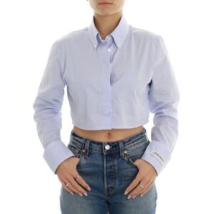 CAMICIA CROP AZZURRO
